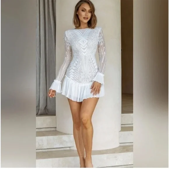 short white lace wedding dresses Andrea & Leo WL082 Short Bridal A Line Floral Applique Wedding Dress